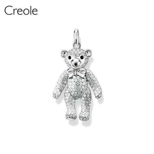 Polar Teddy Bear Blue Ornament Hand of Fatima Owl Necklace Pendant,2019 Jewelry 925 Sterling Silver Trendy Gift for Women