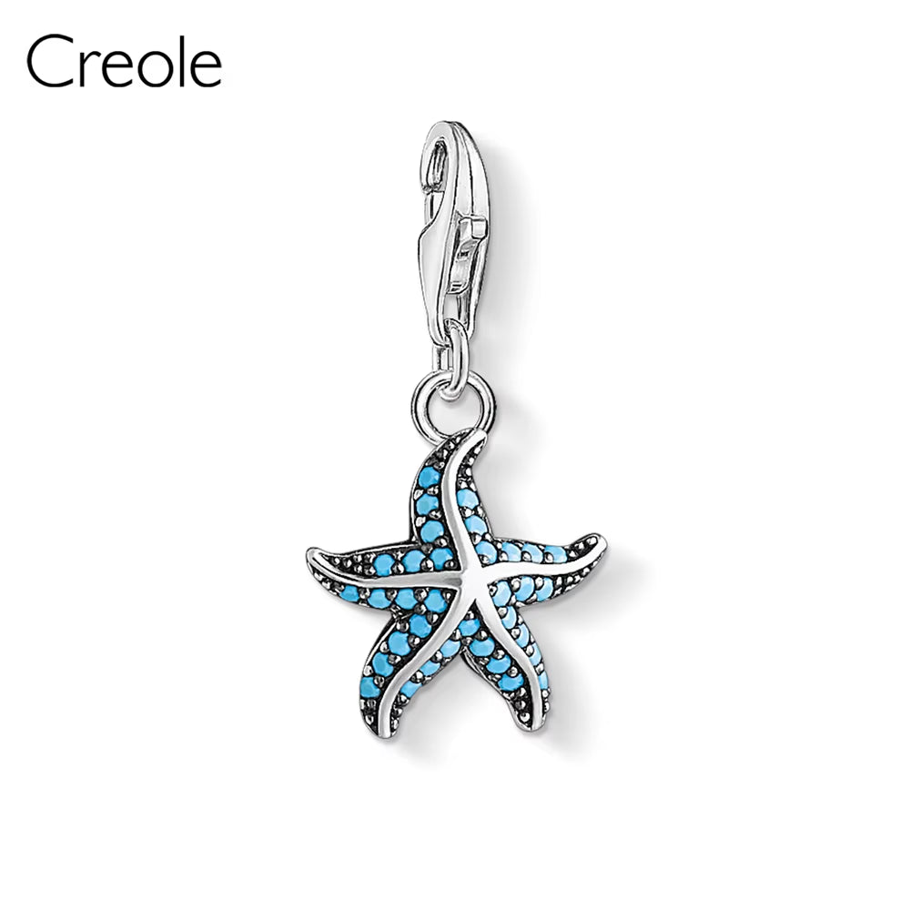 Africa Map Blue Tree Golden Starfish Vintage Heart New York Apple Charm Pendant,2019 Summer Fashion Jewelry 925 Sterling Silver