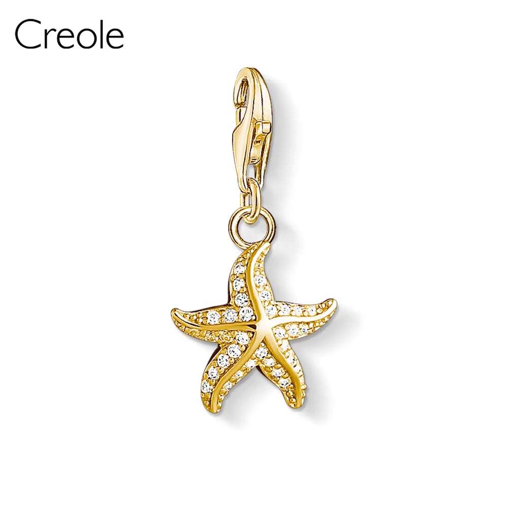 Africa Map Blue Tree Golden Starfish Vintage Heart New York Apple Charm Pendant,2019 Summer Fashion Jewelry 925 Sterling Silver