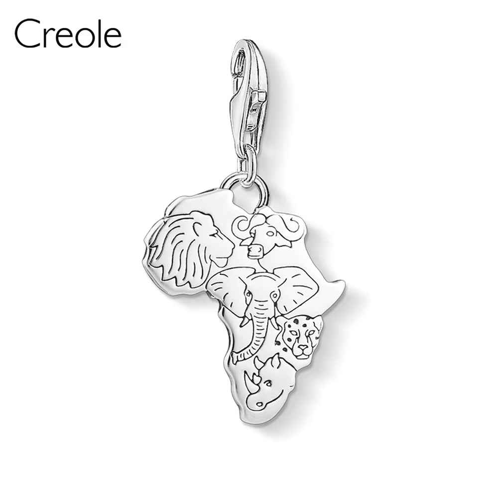 Africa Map Blue Tree Golden Starfish Vintage Heart New York Apple Charm Pendant,2019 Summer Fashion Jewelry 925 Sterling Silver