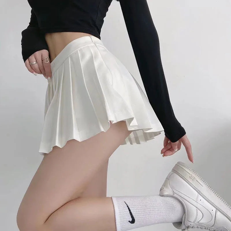 Sexy Women Pleated Skirts High Waist Summer Vintage Mini Skirts Korean Tennis Student White Designed Dance Skirt