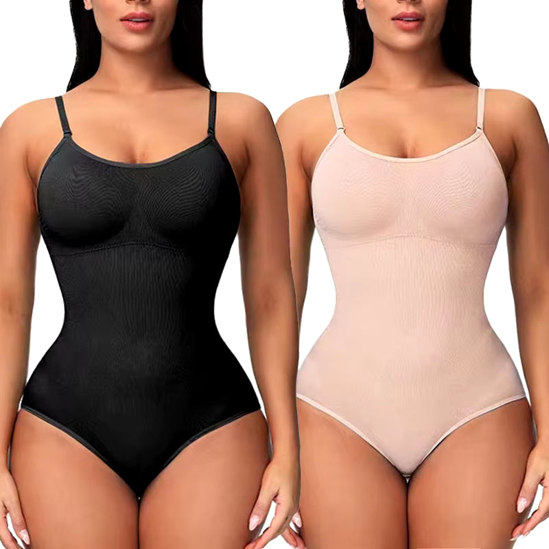 Super Sale V Neck Spaghetti Strap Bodysuit Compression Body Suits Open Crotch Shapewear Slimming Body Shaper Smooth Out Bodysuit