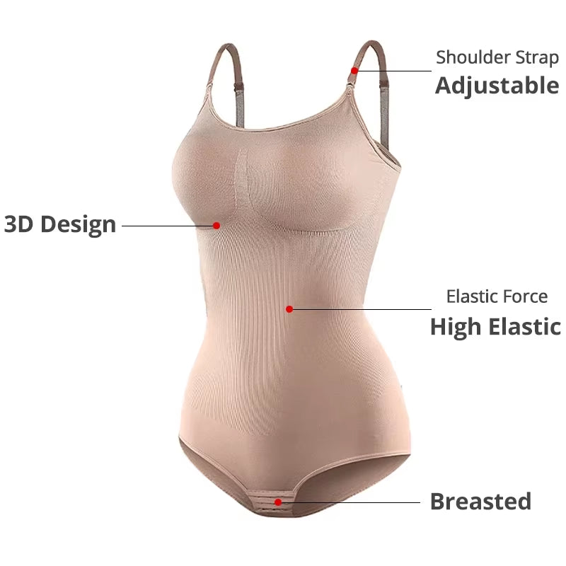 Super Sale V Neck Spaghetti Strap Bodysuit Compression Body Suits Open Crotch Shapewear Slimming Body Shaper Smooth Out Bodysuit