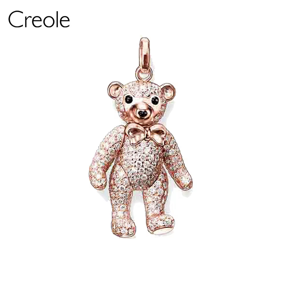 Polar Teddy Bear Blue Ornament Hand of Fatima Owl Necklace Pendant,2019 Jewelry 925 Sterling Silver Trendy Gift for Women