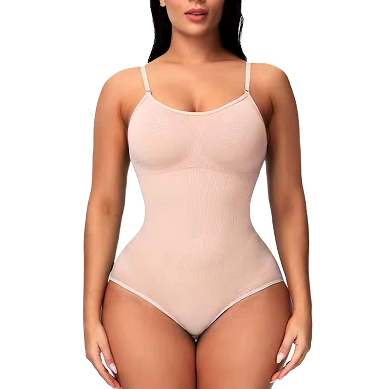 Super Sale V Neck Spaghetti Strap Bodysuit Compression Body Suits Open Crotch Shapewear Slimming Body Shaper Smooth Out Bodysuit