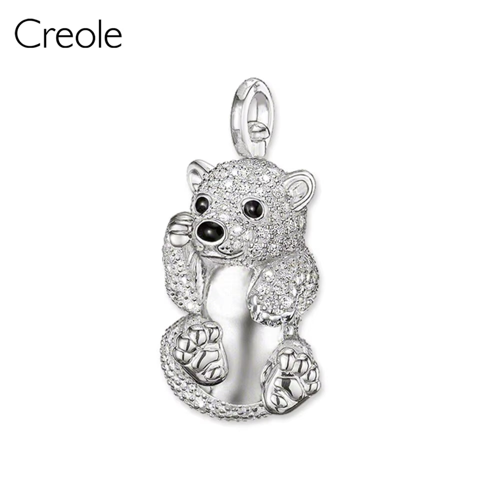 Polar Teddy Bear Blue Ornament Hand of Fatima Owl Necklace Pendant,2019 Jewelry 925 Sterling Silver Trendy Gift for Women